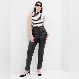 Gap Mid Rise Black Vegan Leather Downtown Trousers Size 10